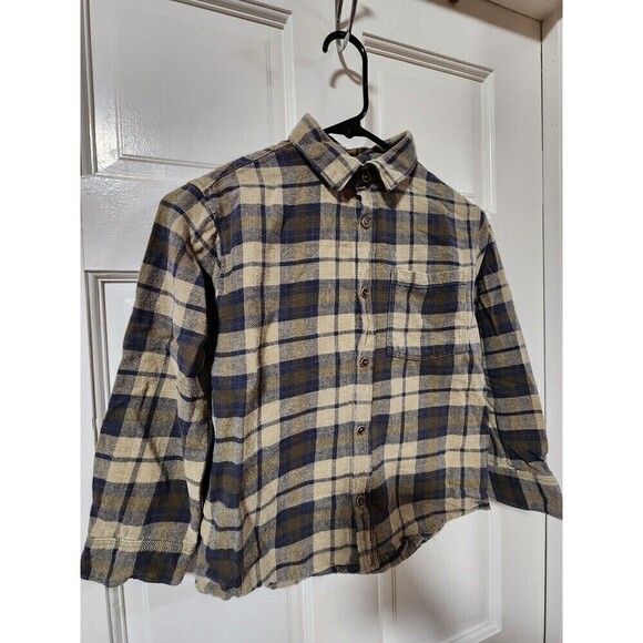 Zara olive & navy plaid flannel button down shirt - Picture 5 of 8